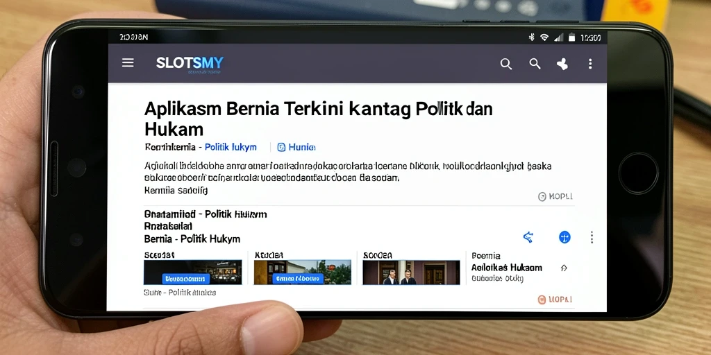 Screenshot utama SLOTSMY menampilkan antarmuka berita politik dan hukum yang informatif.