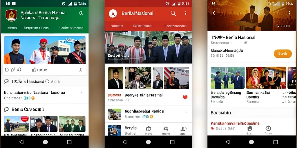 Antarmuka aplikasi T9999 untuk berita nasional yang informatif.