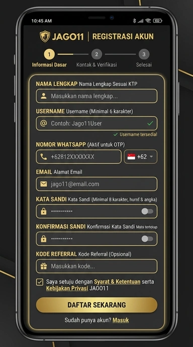 Tampilan halaman daftar jago11